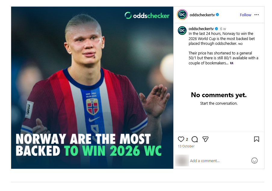 The Oddschecker ad featuring Erling Haaland which has been banned by the ASA