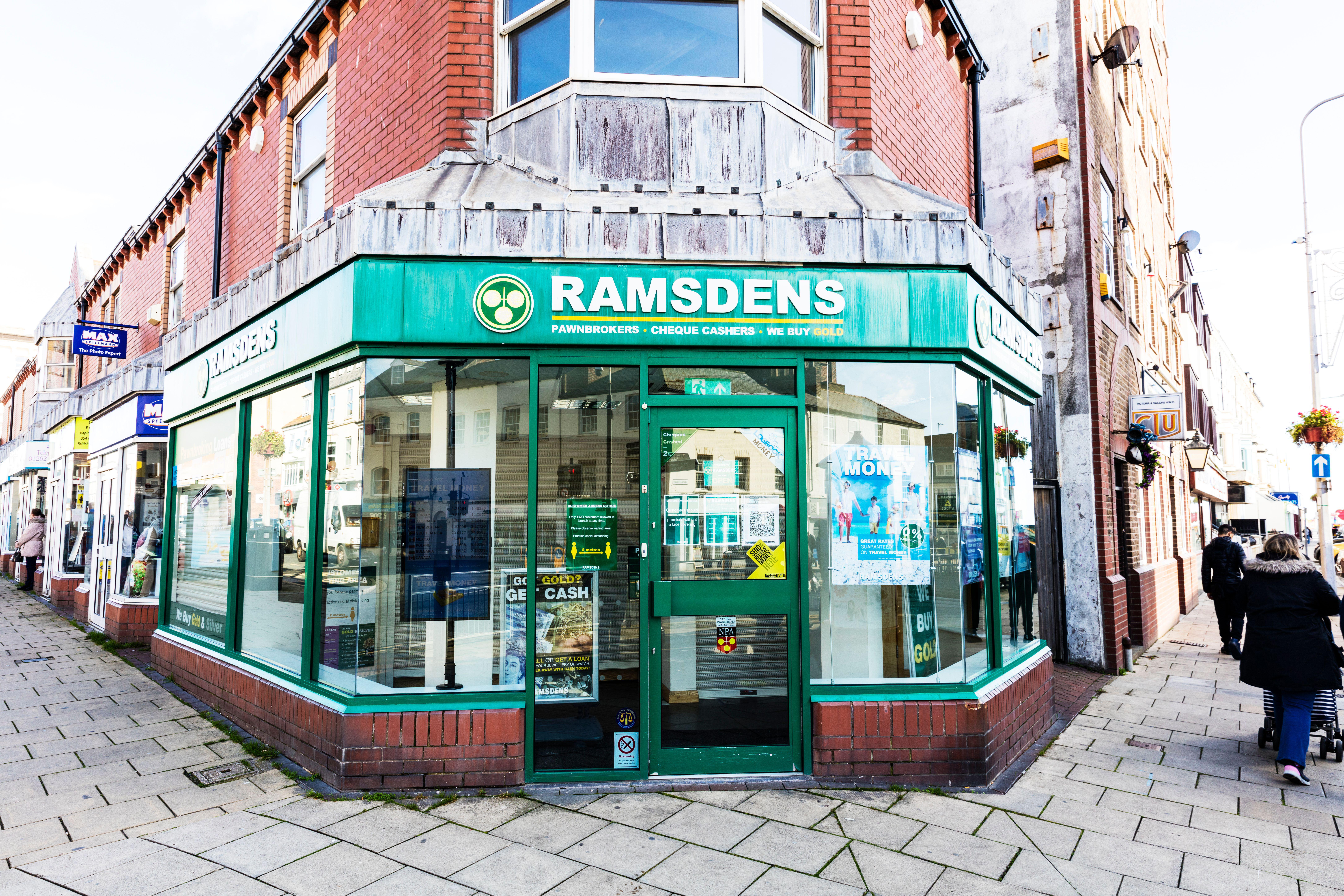 Store front of a Ramsdens pawnbrokers