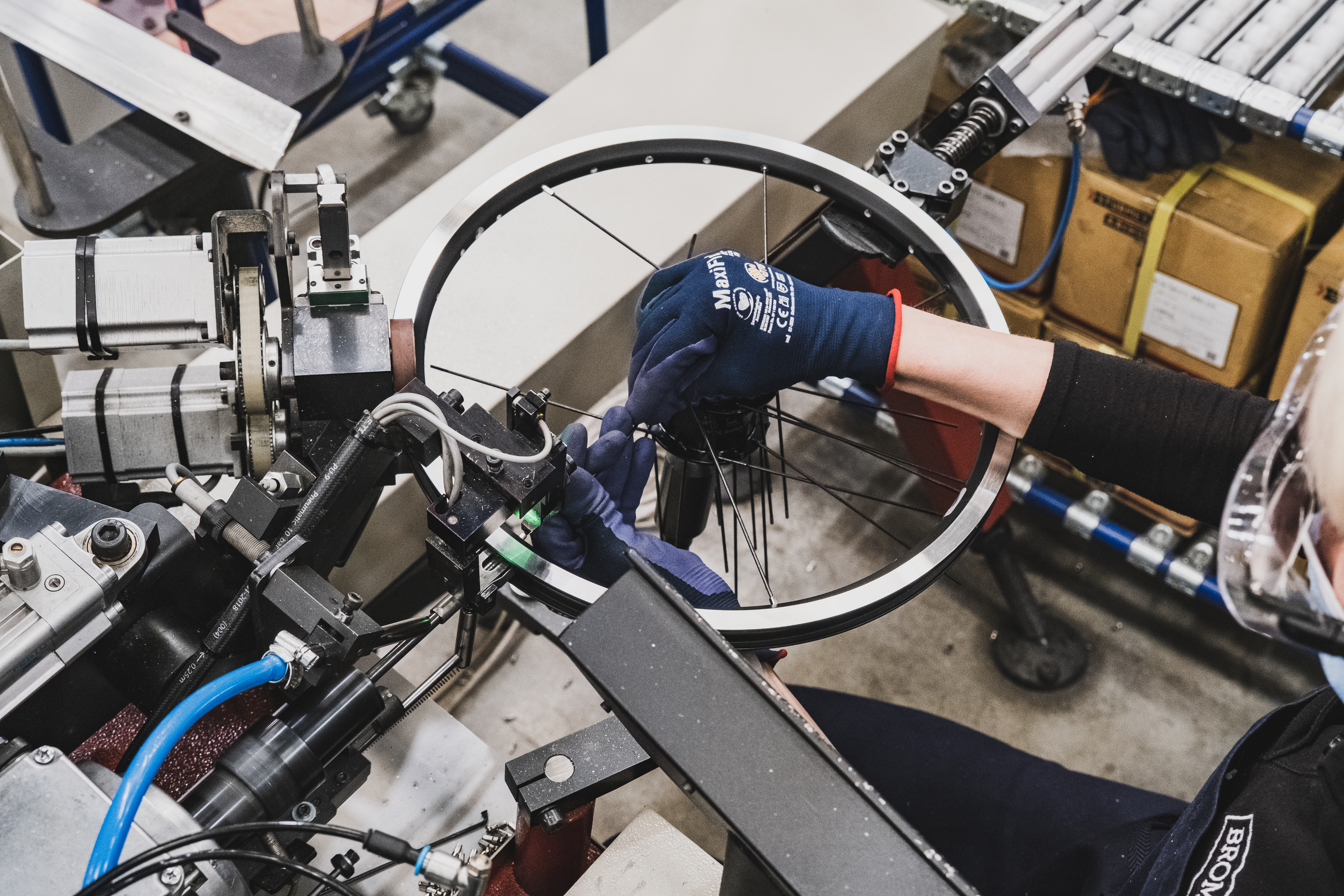 View of a worked on a Brompton production line
