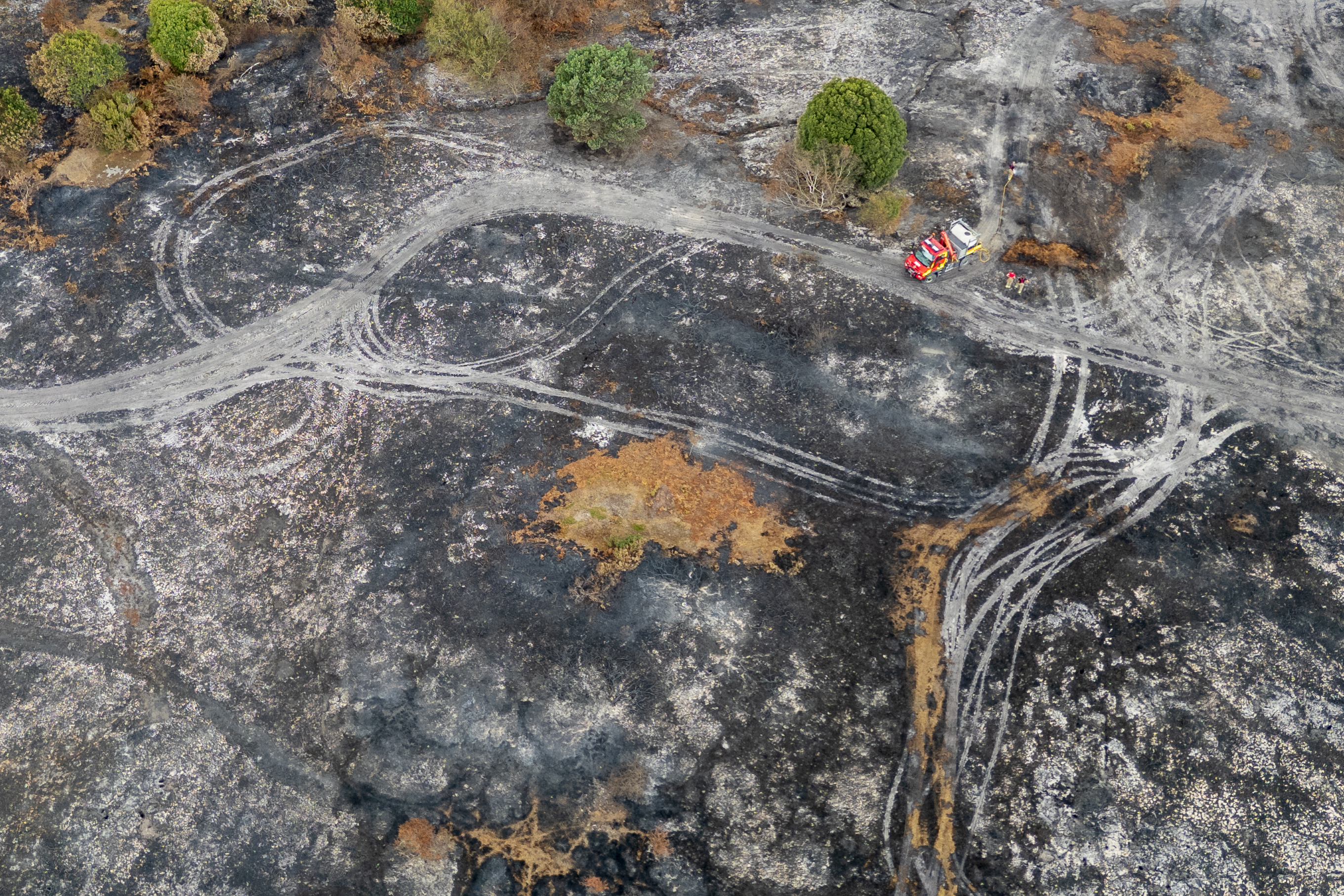 Aerial footage following a wildfire at Dunwich Heath in Suffolk. (National Trust Images/ Justin Minns/ PA)