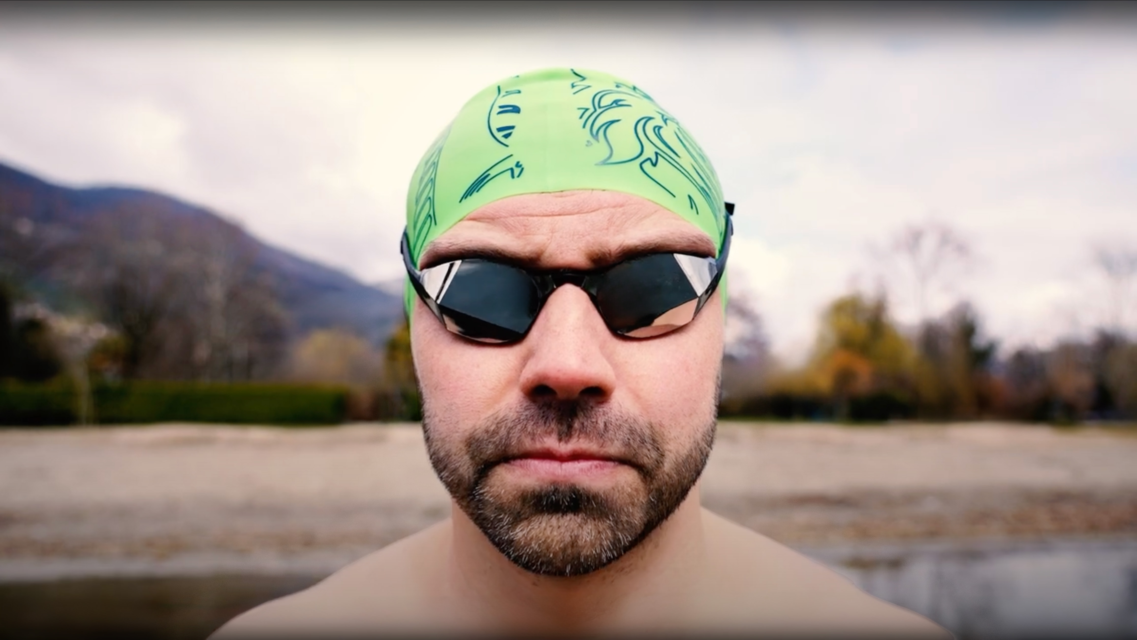 Neil Gilpin in swimming hat and goggles (Jamie Hamilton/PA)