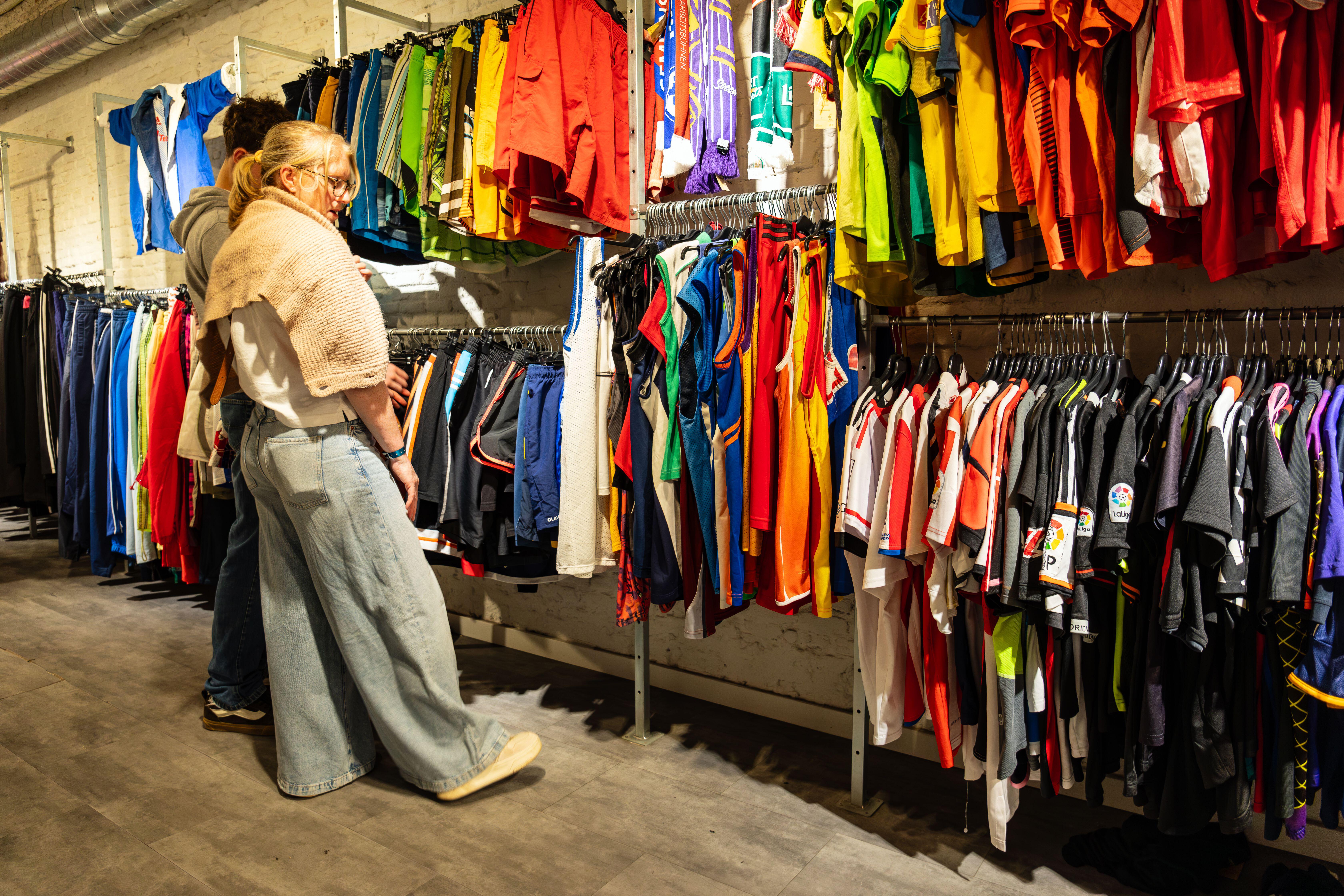 Two people in a shop