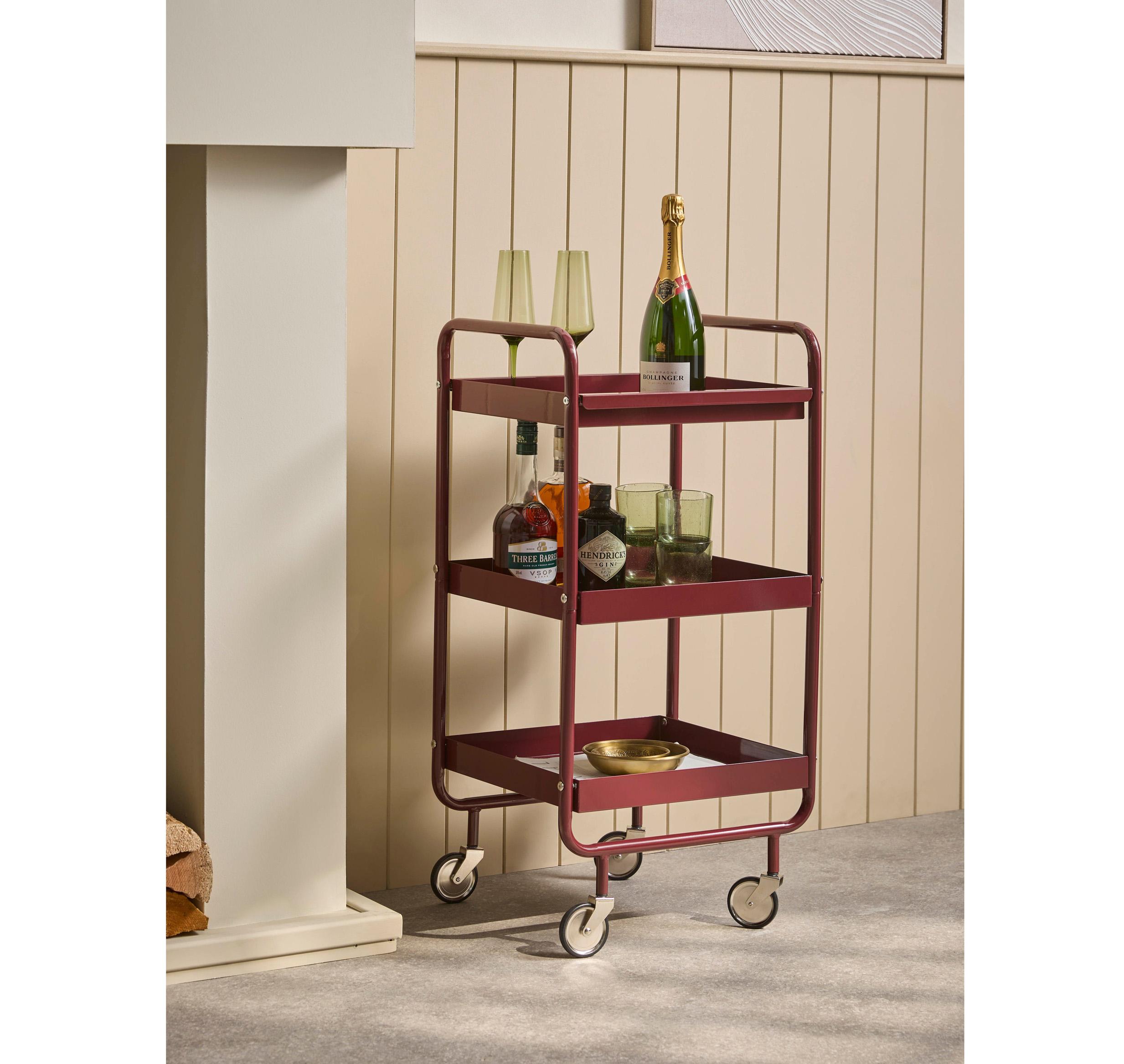 Metal Drink Trolley – Deep Cherry, Cox & Cox