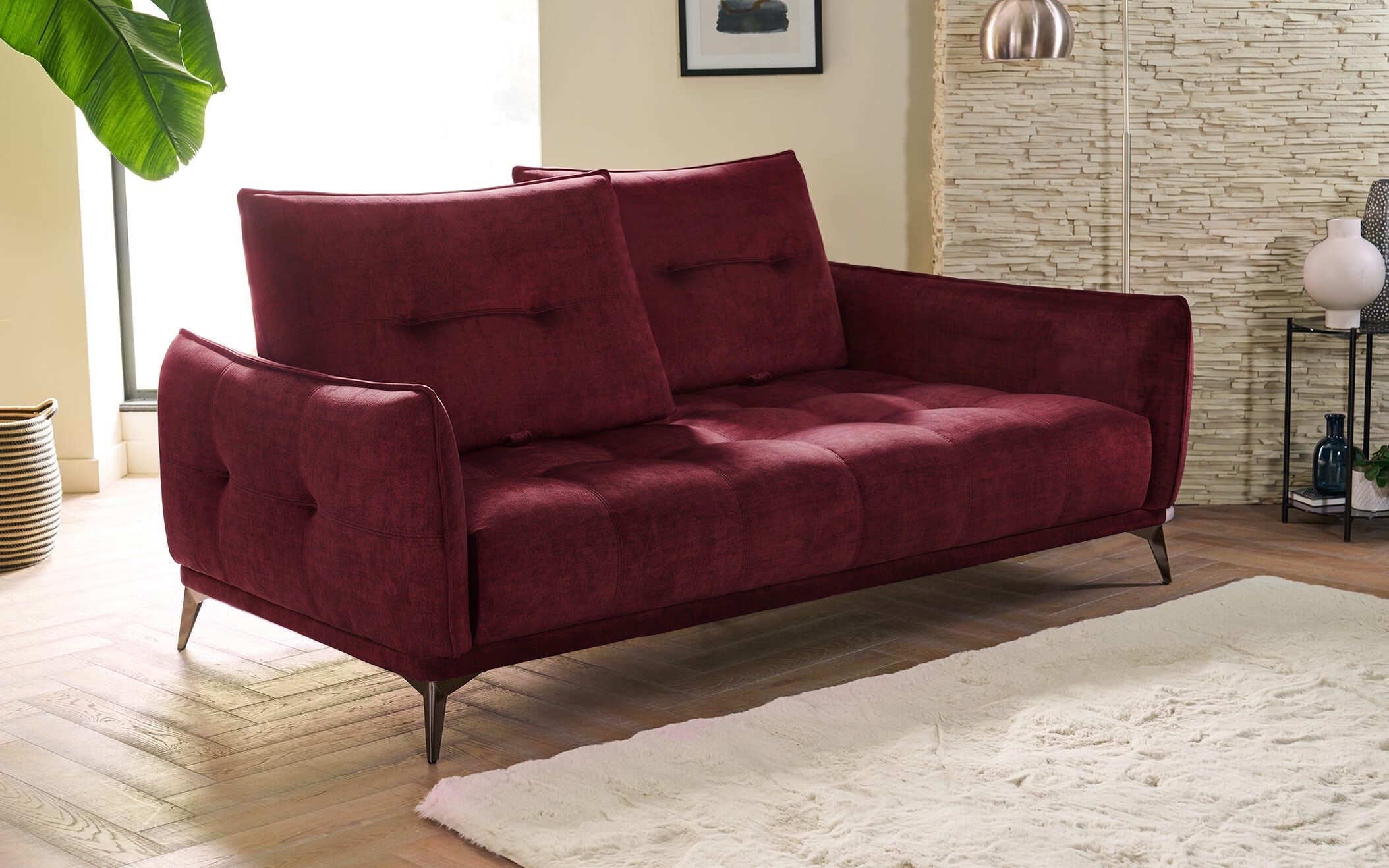 Ostellato 3 Seater Sofa with Adjustable Back Rest - Liroe Vintage Bordeaux 370 Fabric, Poltronsofa at SCS