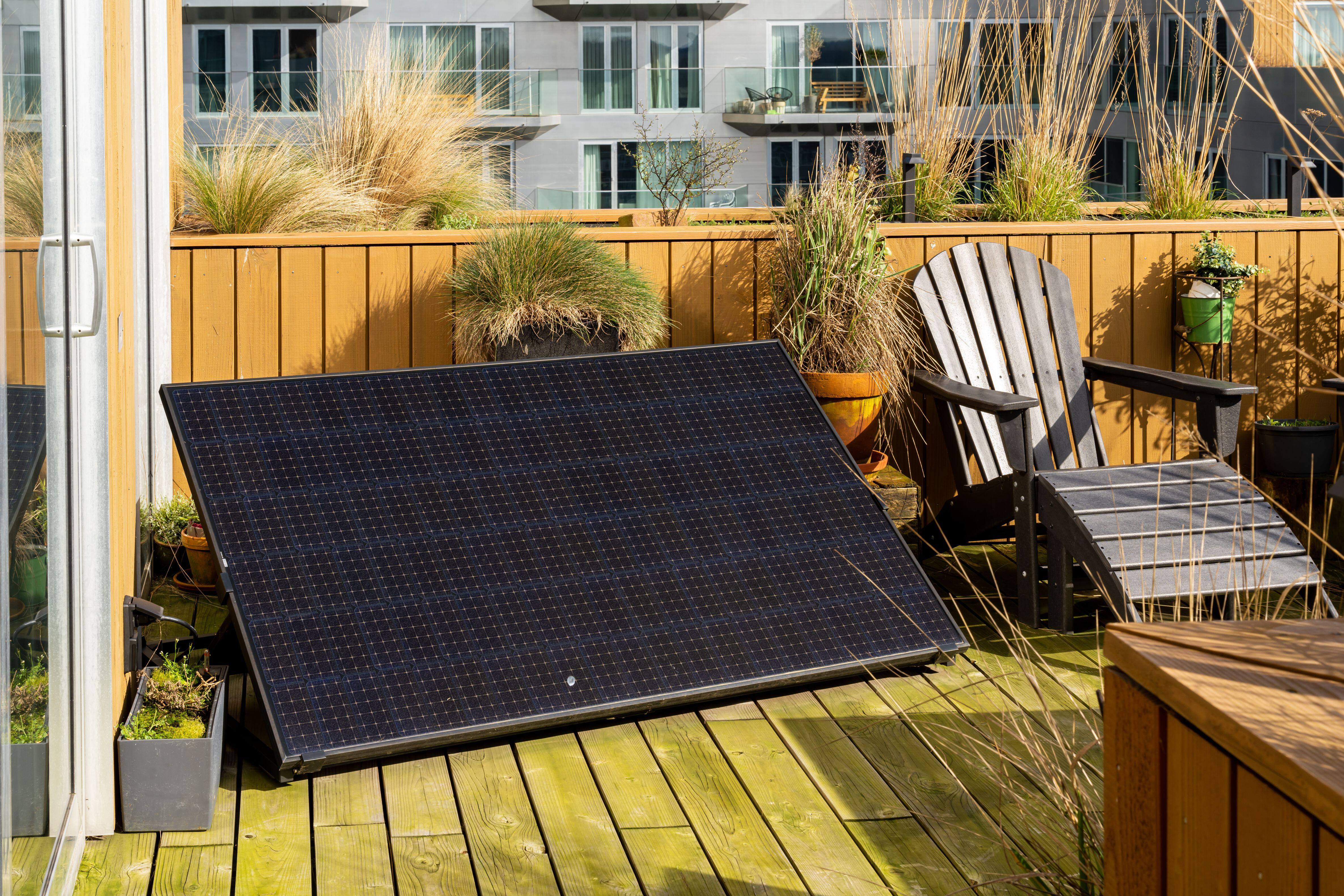 Solar panel on a deck 