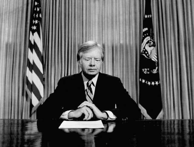 President Jimmy Carter prepares to make a national television address from the Oval Office at the White House, April 25, 1980, in Washington, on the failed mission to rescue the Iran hostages.