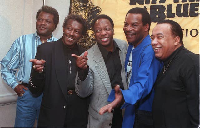 The Spinners from left; John Edwards, Bobby Smith, Henry Fambrough, Pervis Jackson and Billy Henderson in New York in 1997 