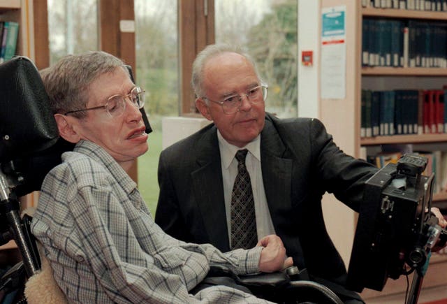 Gordon Moore with physicist Stephen Hawking