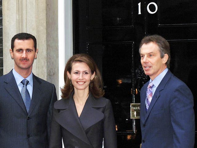 Bashar and Asma Assad outside 10 Downing Street with Tony Blair