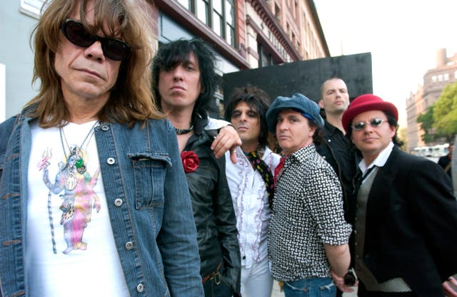 The New York Dolls in New York on July 25 2006 - from left are David Johansen, Sami Yaffa, Steve Conte, Sylvain Sylvain, Brian Delaney, rear, and Brian Koonin 