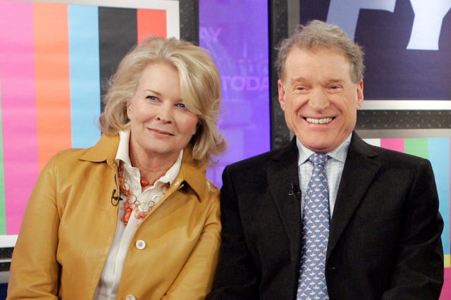 Charles Kimbrough with Candice Bergen, a fellow cast member of the Murphy Brown TV series, as they are reunited for a segment of the NBC Today programme in New York, in 2008