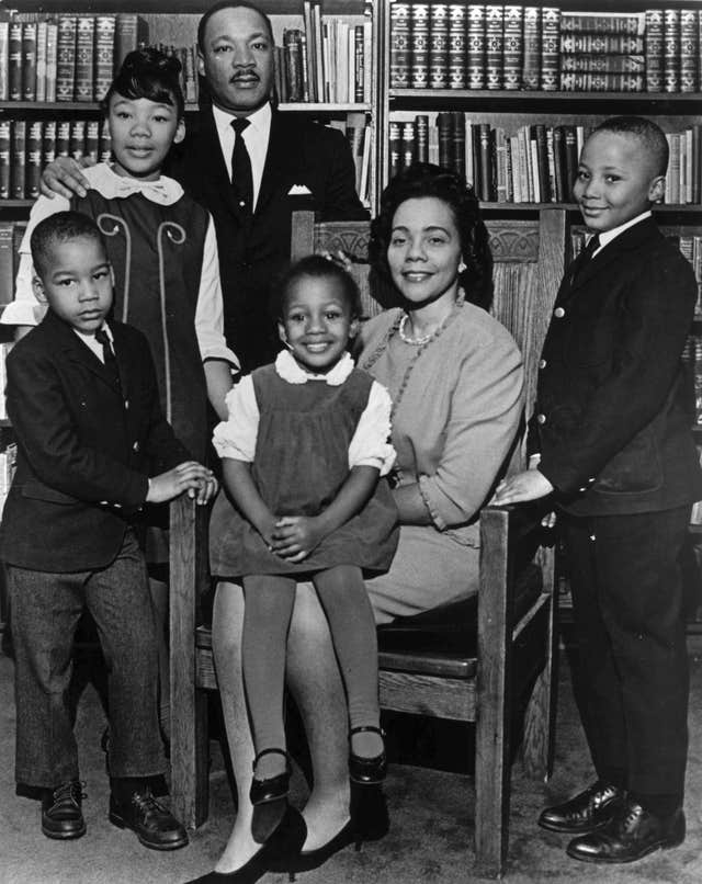 From left: Dexter King, Yolanda King, Martin Luther King Jr, Bernice King, Coretta Scott King and Martin Luther King III in 1966