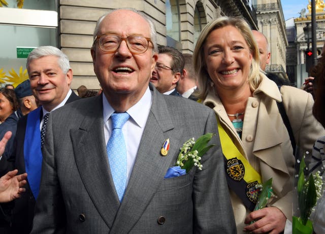 Jean-Marie Le Pen with his daughter Marine Le Pen in 2010