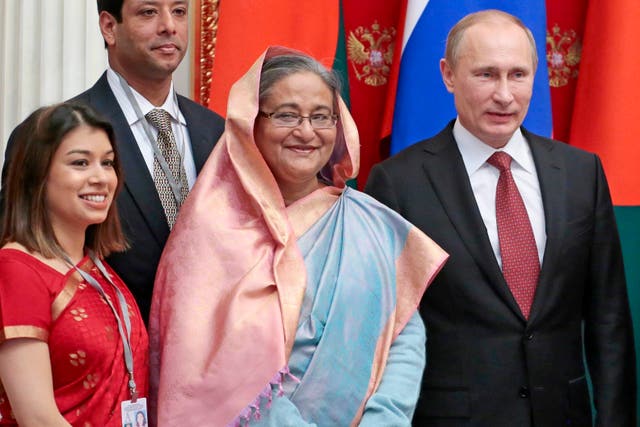 Russian President Vladimir Putin and Bangladesh Prime Minister Sheikh Hasina