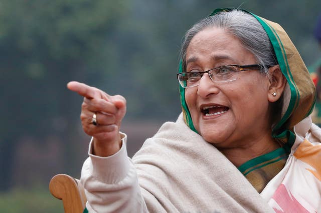 Bangladesh’s Prime Minister Sheikh Hasina speaks during a press conference in Dhaka 