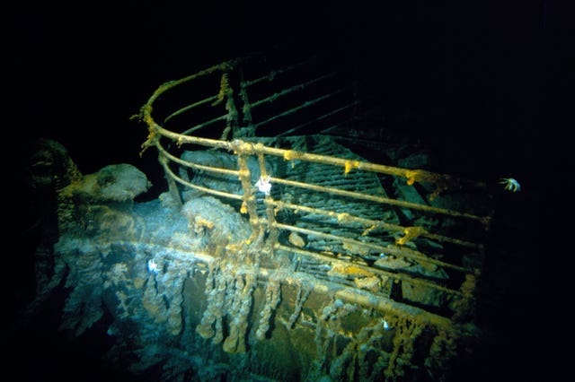 The bow of the Titanic 12,500ft below the surface of the ocean, 400 miles off the coast of Newfoundland, Canada, in 1986