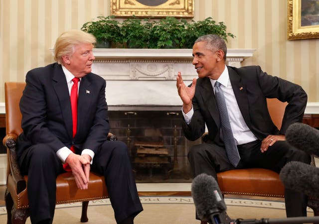 Donald Trump and Barack Obama side by side 