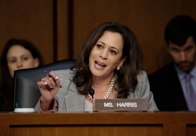 Kamala Harris speaks in a hearing