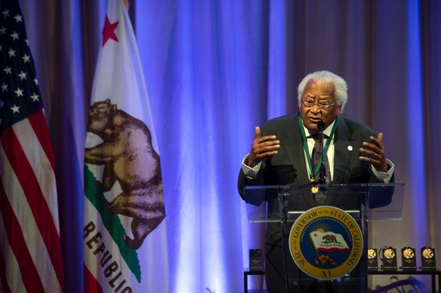James Lawson addresses the crowd at the 13th Annual California Hall of Fame California Museum in downtown Sacramento in 2019 