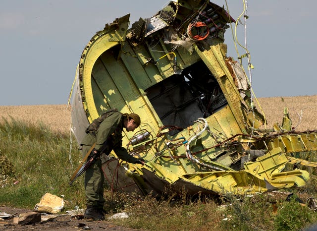 The MH17 wreckage at the crash site of Malaysia Airlines Flight 17, near the village of Hrabove, eastern Ukraine