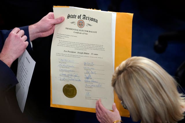 The certification of Electoral College votes