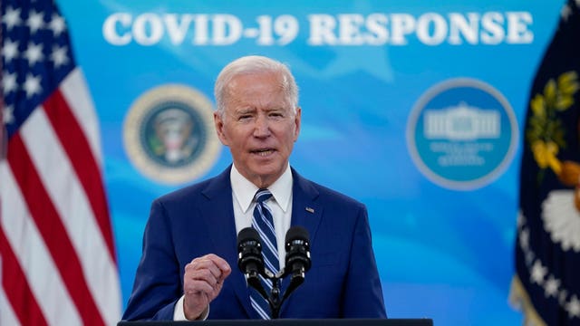 President Joe Biden speaking during an event on Covid-19 vaccinations