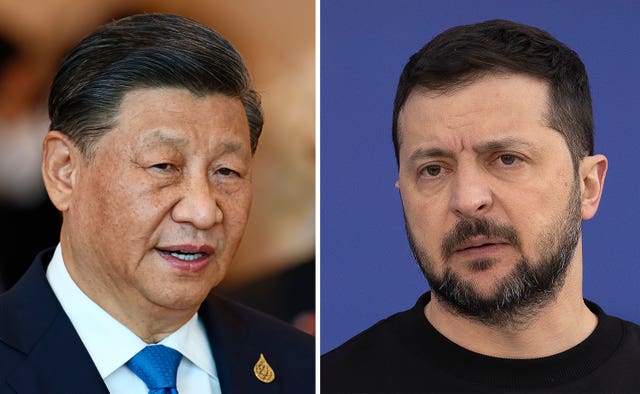 Xi Jinping and Volodymyr Zelensky