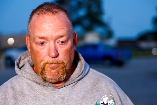 Nathan Brewer, the father of Brittany Brewer, speaks after a vigil in Henryetta Oklahoma