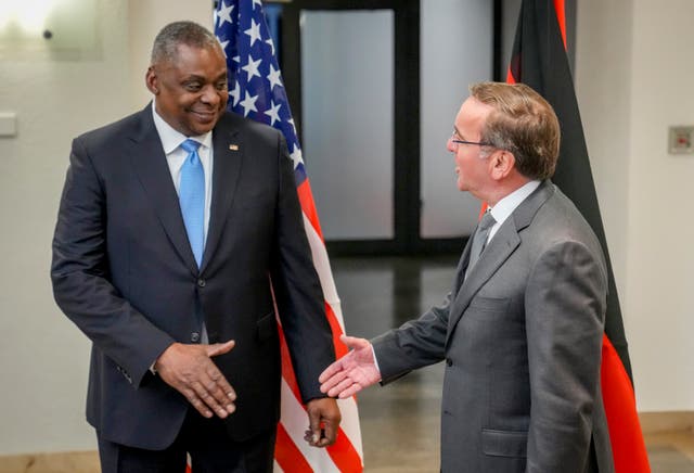 US defence secretary Lloyd Austin (left) meets his new German counterpart Boris Pistorius