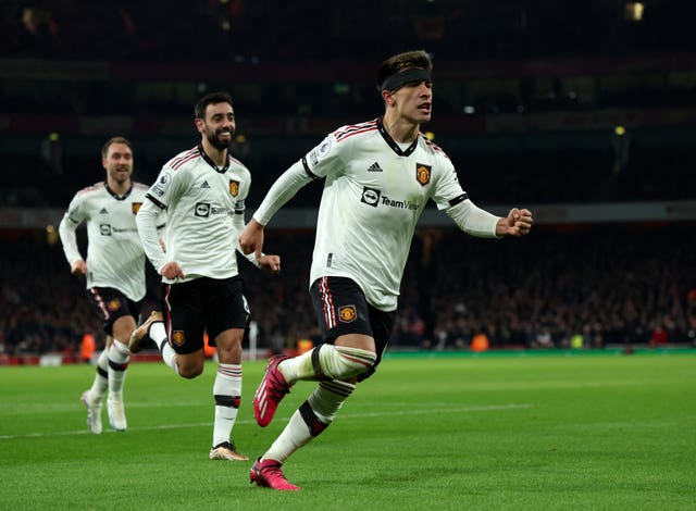 Lisandro Martinez had equalised for Manchester United at the Emirates Stadium.