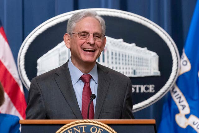 Attorney General Merrick Garland speaks during a news conference to announce an international ransomware enforcement action, at the Department of Justice in Washington