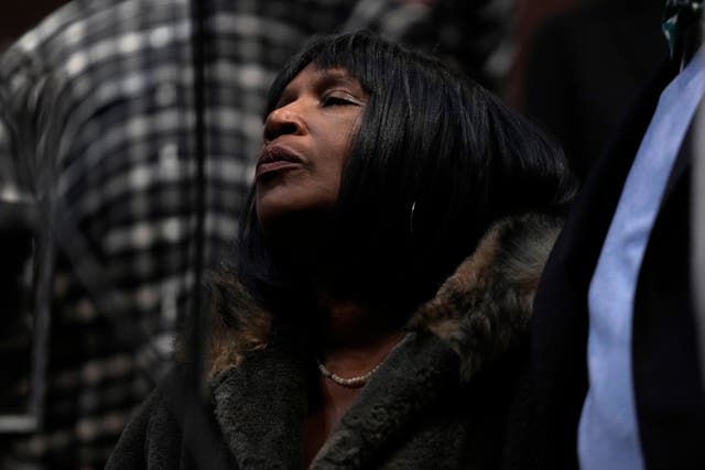 RowVaughn Wells, mother of Tyre Nichols, pauses as she listens during a news conference about the death of her son on Tuesday, Jan. 31, 2023, at Mason Temple in Memphis, Tenn