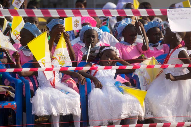 People wait to see Pope Francis