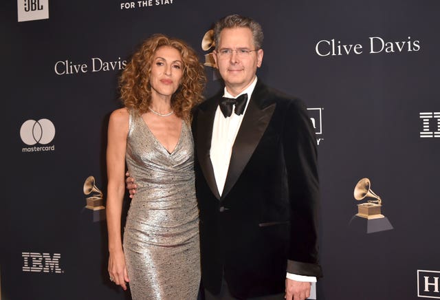 Julie Greenwald and Craig Kallman arrive at the Pre-Grammy Gala at the Beverly Hilton hotel in Beverly Hills, California 