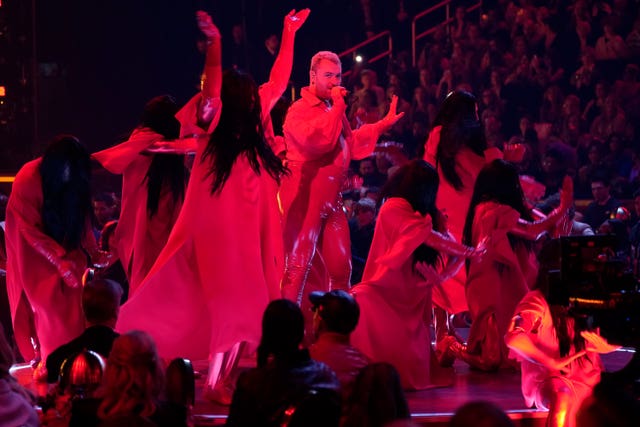 Sam Smith performs Unholy at the 65th annual Grammy Awards