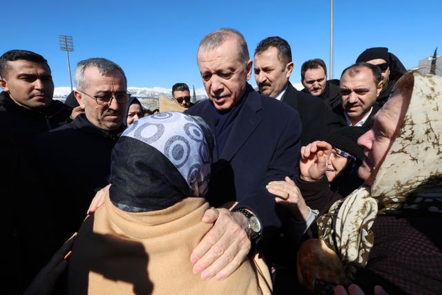 Recep Tayyip Erdogan visited a quake-hit area 