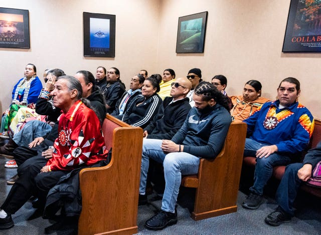 Family and supporters of former actor Nathan Lee Chasing His Horse, also known as Nathan Chasing Horse, attend a bail hearing at North Las Vegas Justice Court
