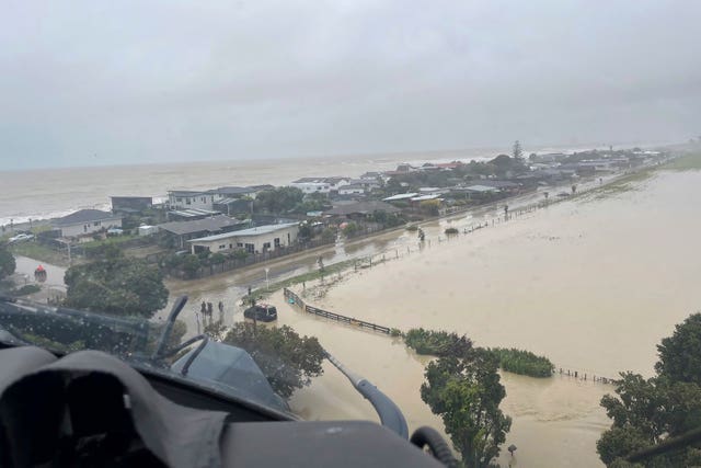 Homes in the Esk Valley, near Napier, New Zealand, are flooded