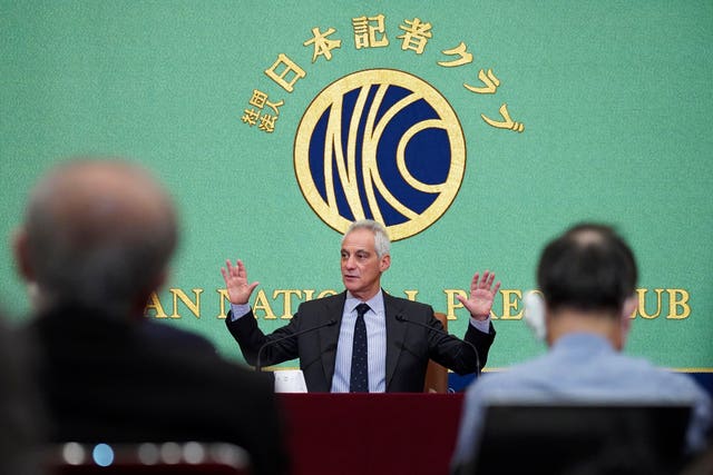 US ambassador to Japan Rahm Emanuel speaks during a news conference at the Japan National Press Club in Tokyo 