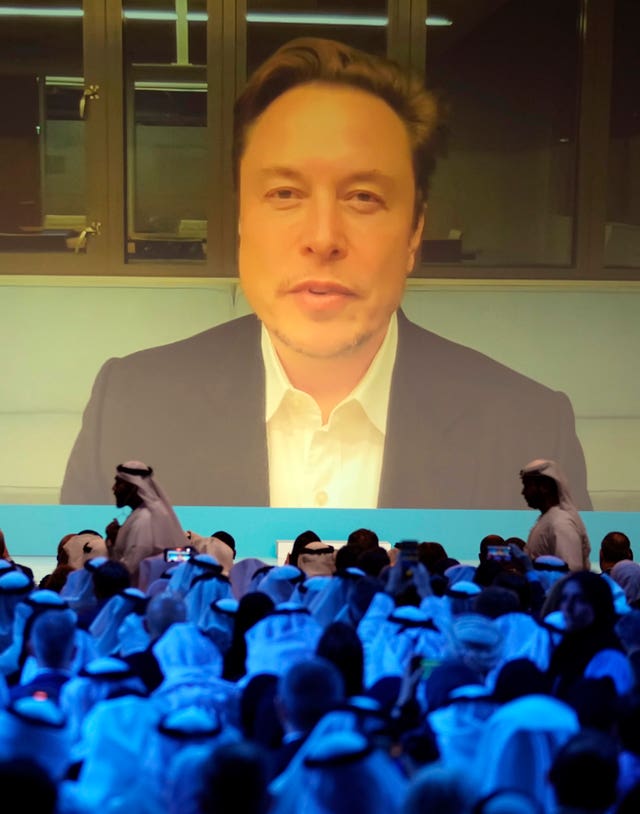 Elon Musk talks virtually during the World Government Summit in Dubai, United Arab Emirates