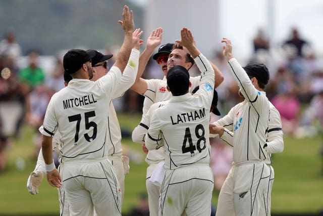 New Zealand celebrate Zak Crawley's early dismissal.