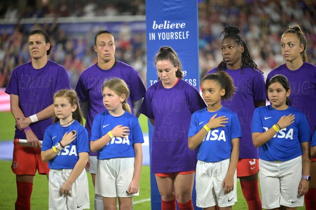 Canada players ahead of facing the United States (Phelan M. Ebenhack/PA)