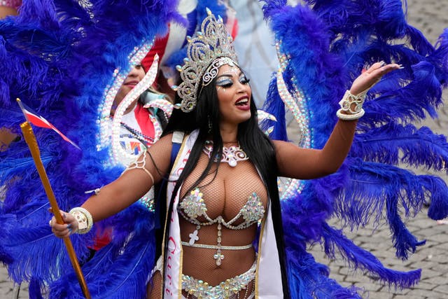 Revellers celebrate during the traditional carnival parade in Duesseldorf