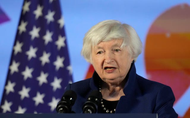 US Treasury Secretary Janet Yellen speaks during a press conference at the G-20 