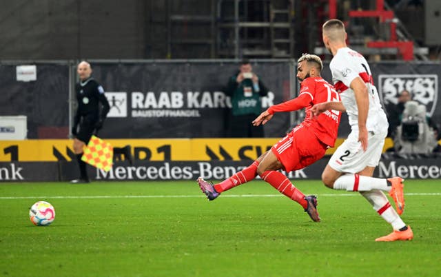 Eric Maxim Choupo-Moting scores Bayern Munich's second goal against Stuttgart