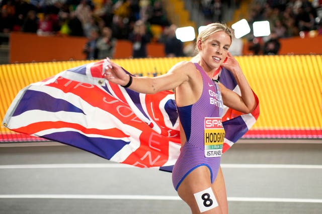Great Britain’s Keely Hodgkinson defended her European Indoor Championships 800m title in style as she ran away from the field to take gold