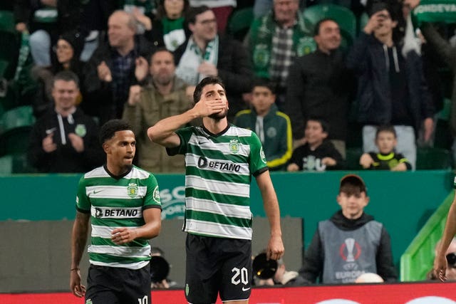 Sporting's Paulinho celebrates after scoring 