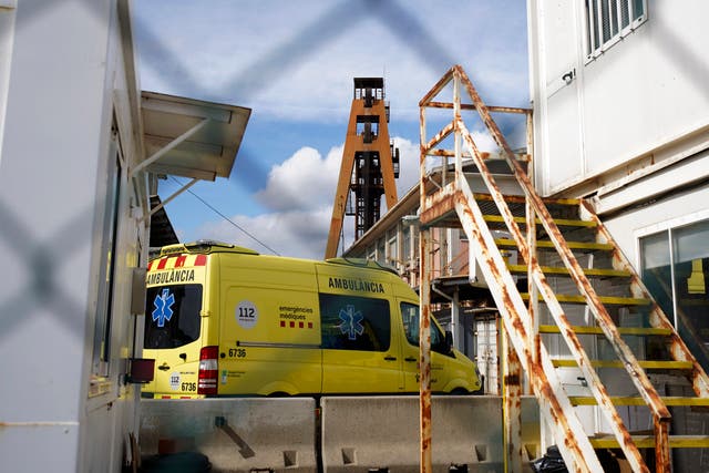 An ambulance is photographed inside the Cabanasses de Suria mine