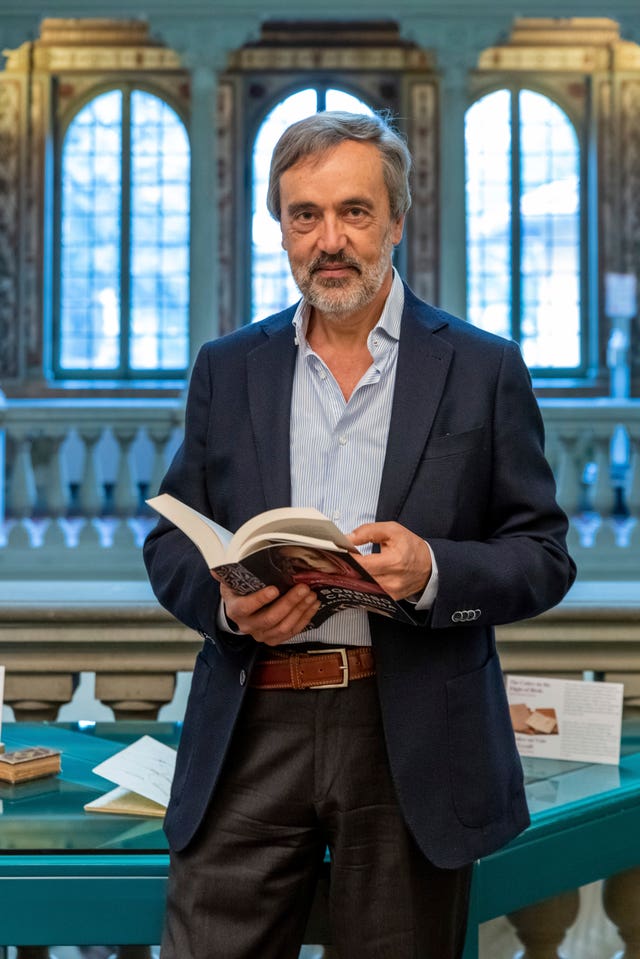 Historian Carlo Vecce with his latest novel, Caterina’s smile