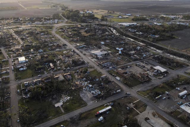 Damage caused by the tornado in Rolling Fork, Mississippi